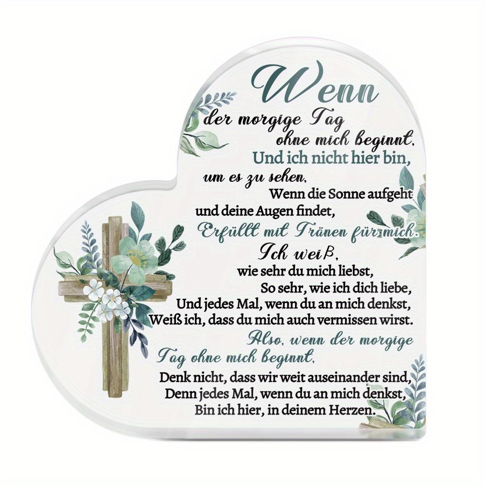 

1pc German Heart-Shaped Acrylic Sign Table Decor, When Tomorrow Begins Without Me, And I m Not Here to See It, Desktop Decoration 10*10cm