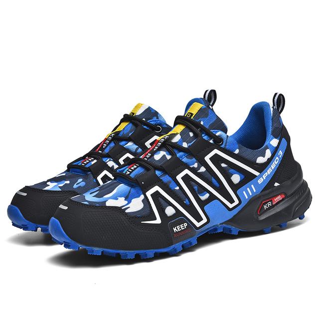

Походная обувь для мужчин. Роскошные дизайнерские нескользящие водонепроницаемые кроссовки для занятий спортом на открытом воздухе. Высококачественные повседневные кроссовки Zapatos Hombre. 47 синий