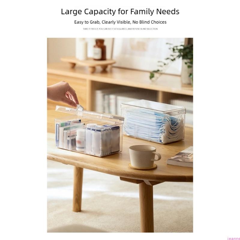 Transparents Medicine Storage Container With Convenient Handle Durability Office Desk for Home And Office Use