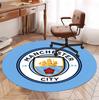 Manchester City FC Pattern Round Rug, Indoor/Outdoor Mat, for Picnic, Gameroom, Bedroom, Office, Living Room, Home Decor Carpet, Birthday Gift