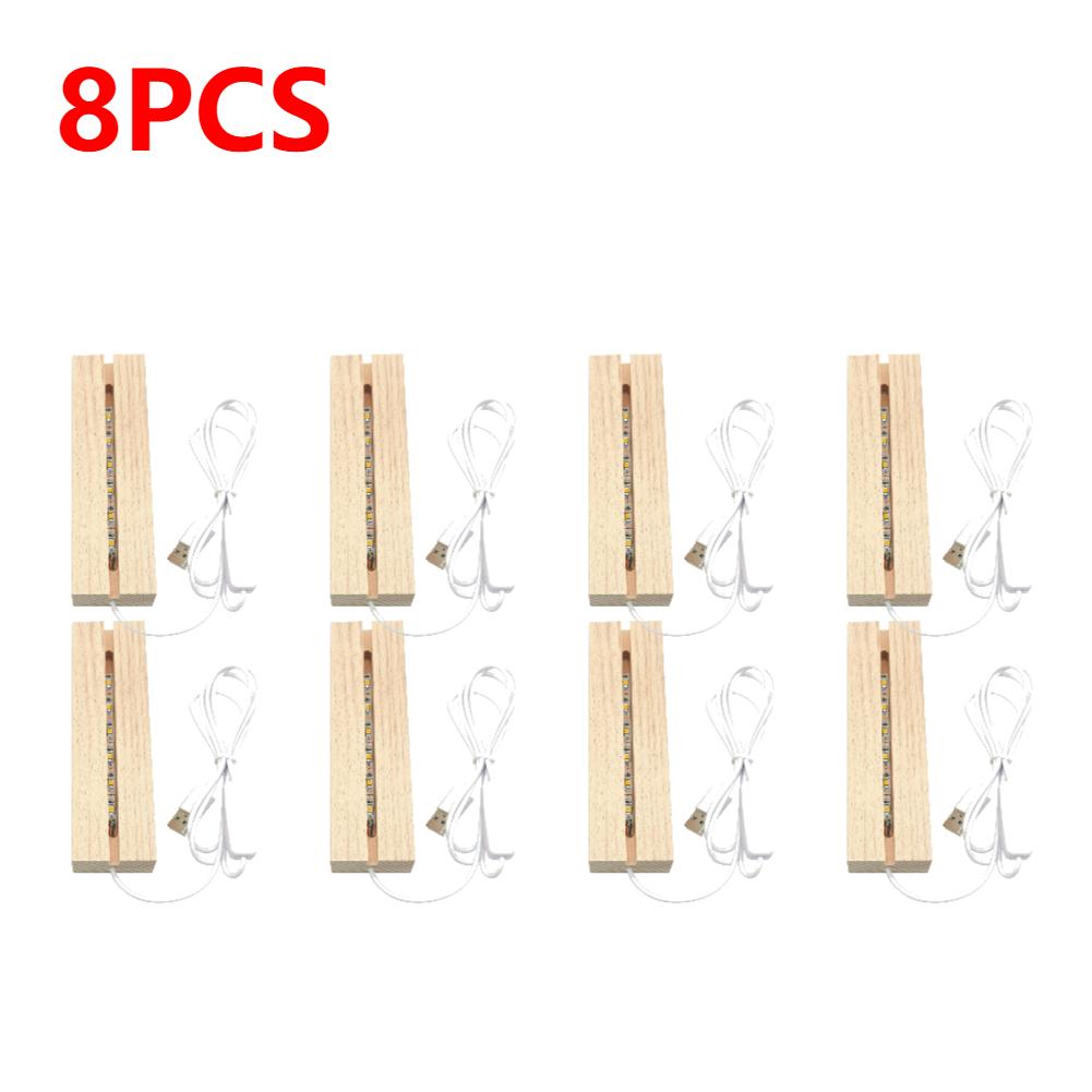 1-10PCS LED Wood Light Display Crystal Wooden Lighted Stand Acrylic Light Plate Base USB Wooden Base Desktop Decor Night Light