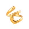 Adjustable Geometric 18K Gold-Plated Stainless Steel Ring - Non-Fading