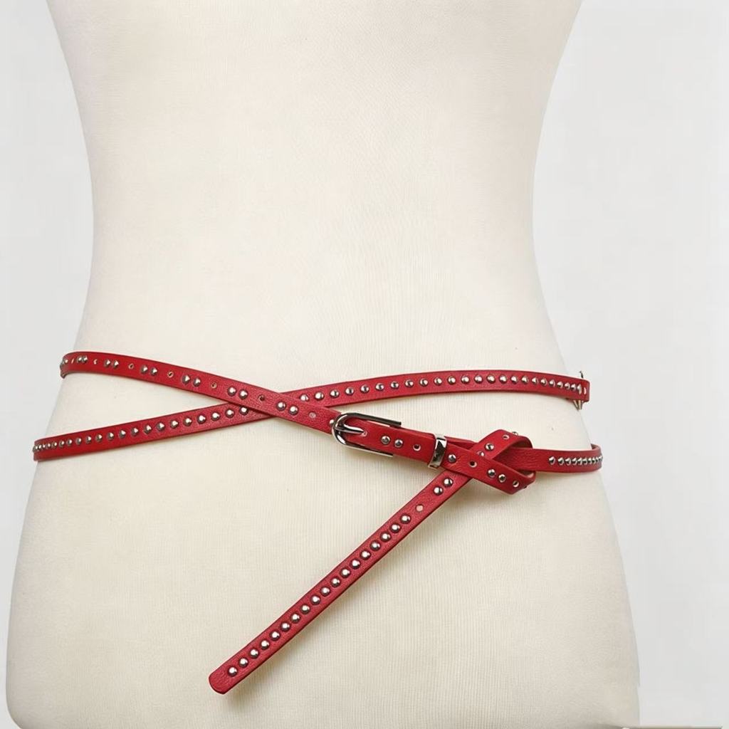 No Brand Punk Metal Buckle Belt With Rivets For Streetwear And Outdoor Style