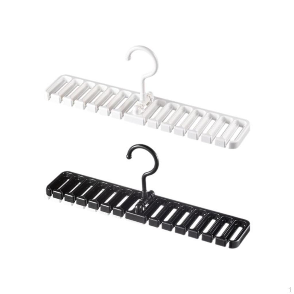 Belt Tie Rack, MultiFunctional Organizer, Closet Hanger, SpaceSaving Hook White 14 Slots