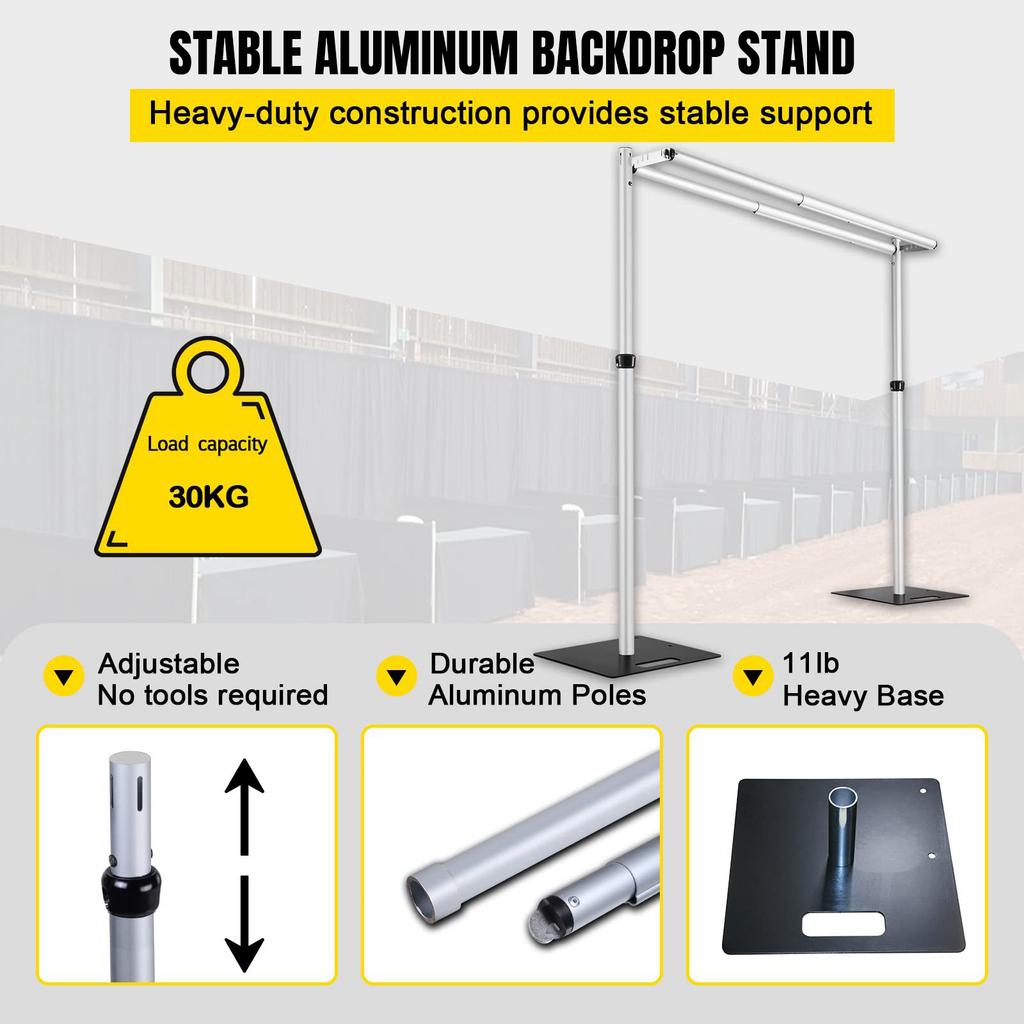 Extendable Backdrop Stand with Steel Base Metal Background Wall Stand for Photography Photo Birthday Parties Wedding Decorations