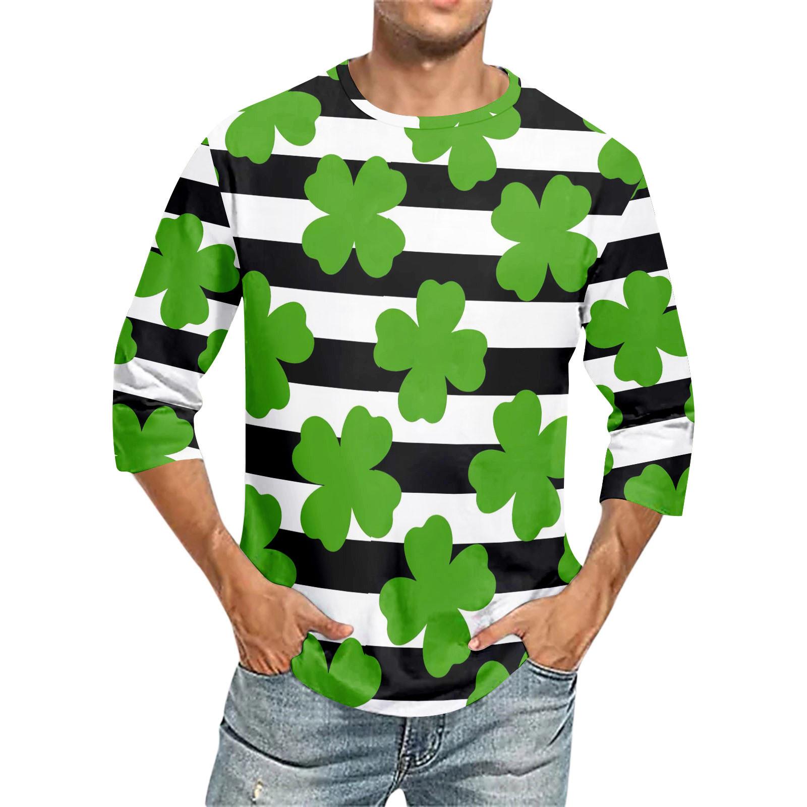 

Мужская футболка с круглым вырезом и рукавом семь четвертей, мужская повседневная свободная футболка с рукавом семь четвертей M