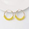 Yellow Flower Dangle Earrings Imitation Pearl Women Drop Earrings Hollow Square Statement Earrings Korean Fashion Earrings