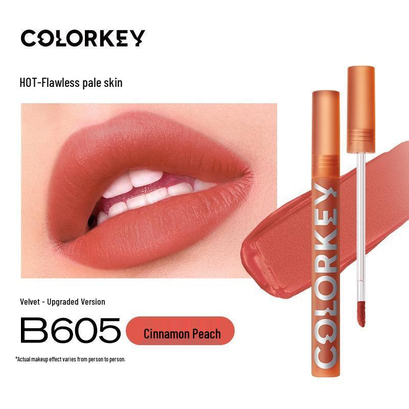 Блеск для губ Colorkey: Воздушный Бархатный Матовый с Зеркальным Финишем, Осветляющая Нюдовая Помада для Женщин - Аура Уличного Стиля.