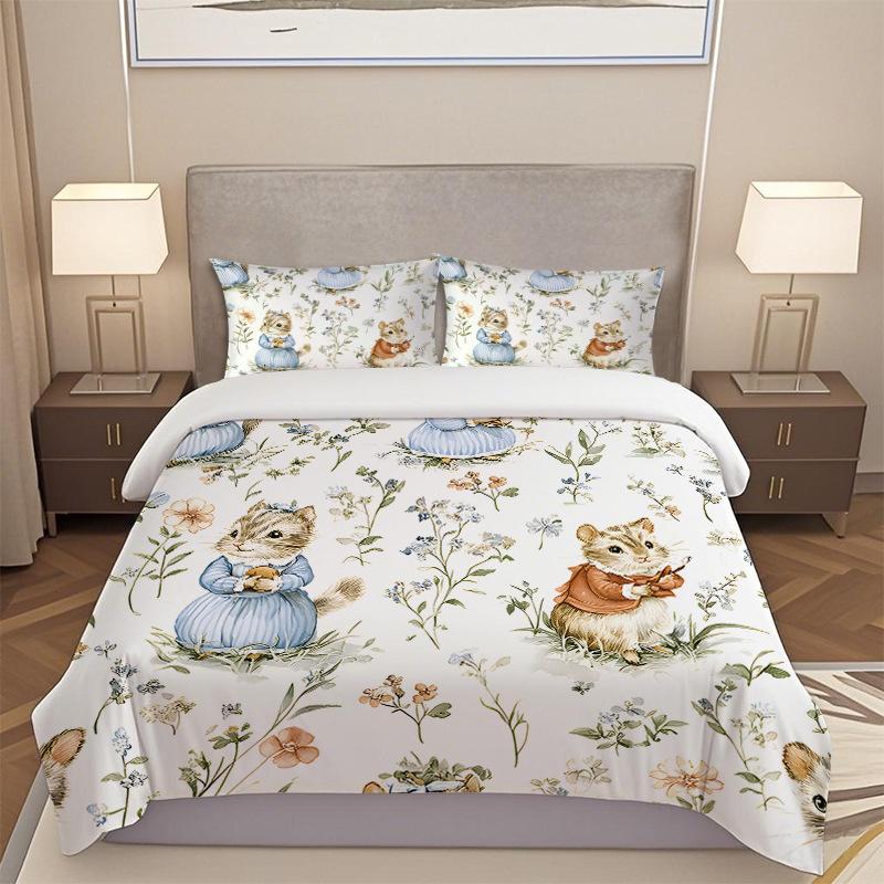 

Постельный набор из трех предметов Серия «Животные» Цифровая печать Пододеяльник Наволочка Джит 135cm * 200cm (three-piece set)