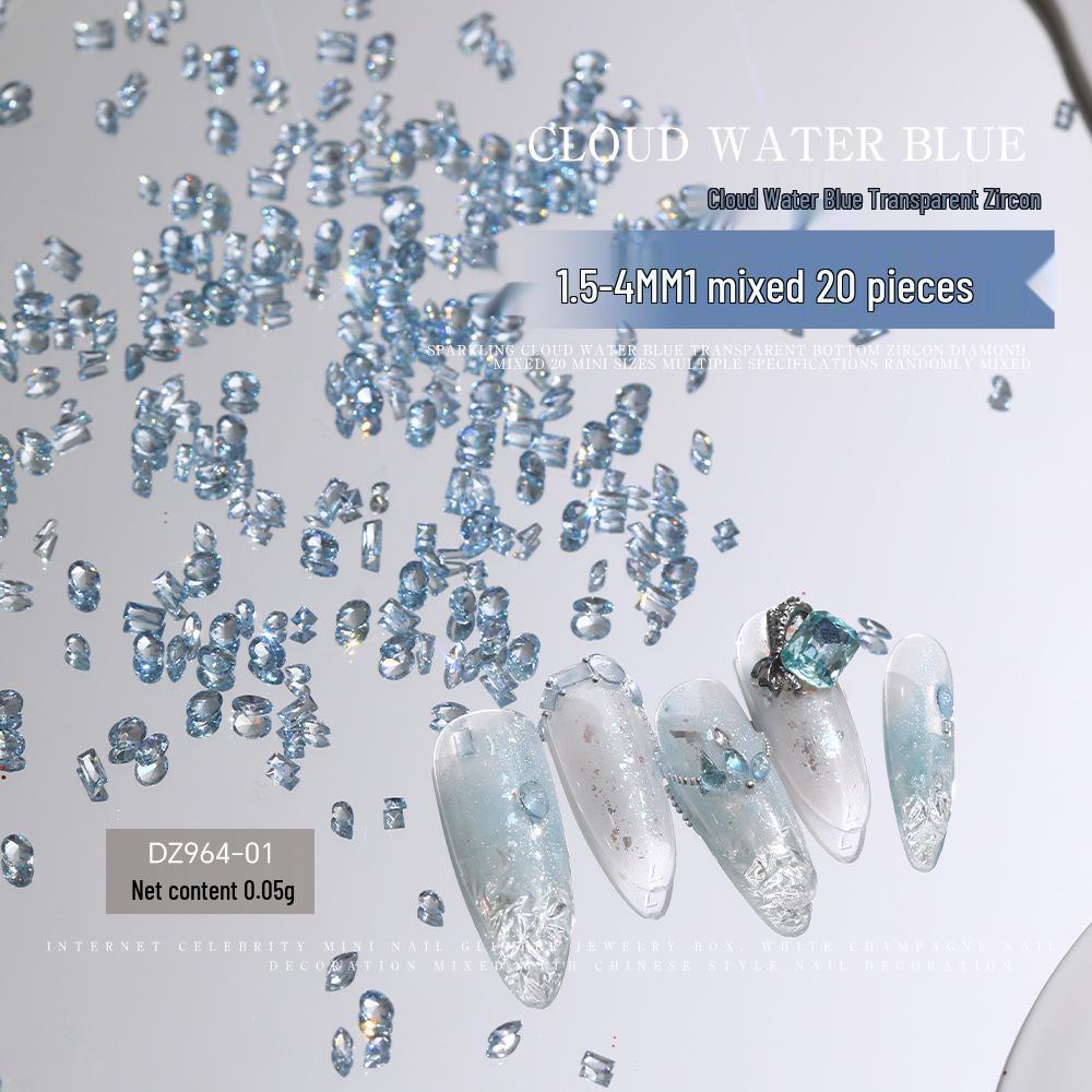 

Ice-Transparent Blue Zircon Nail Art Rhinestones: Mixed Sizes, Marquise, Rectangle, and Irregular Shapes