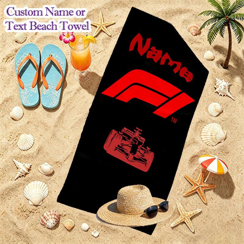 F1 Racing Car (13) Beach Towel, Multi-purpose Beach Towel Perfect for Camping and Beach Vacations