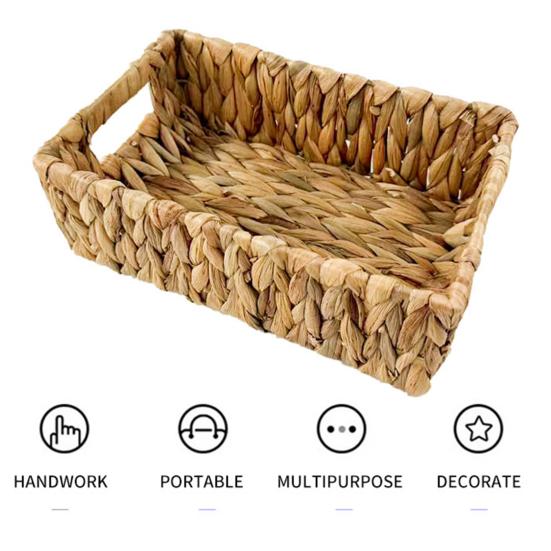 Yousheng 1/2Pcs Storage Basket with Handle Sturdy Structure Large Capacity Strong Load-bearing Hand-Woven Scalloped Edge Wicker Baskets