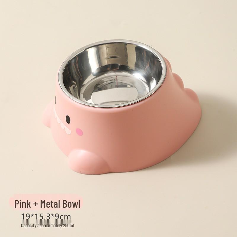 High-Leg Stainless Steel Cat Bowl - Anti-Tip, Neck Protection, Macaron Colors for Cats & Kittens