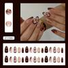 Manicure Long Almond False Nails French Aurora Fake Nails Detachable Gilding Flower Tomato Press on Nails DIY