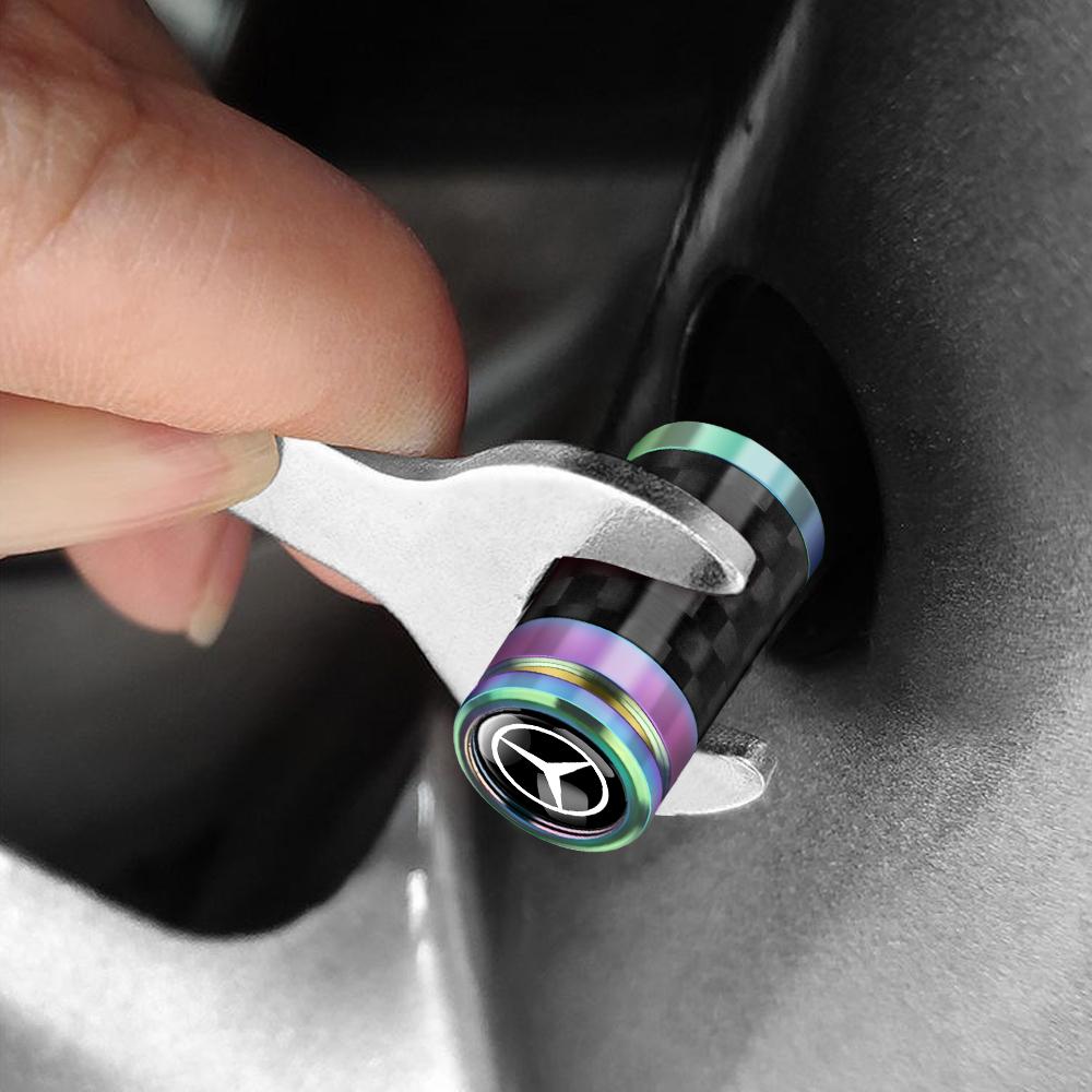 4PCS Carbon Fiber Car Styling Wheel Tires Valve Cap for Mercedes Benz AMG GLA GLB W210 GLK W220 W126 GLC W204 W212 W176 W108 CLA AR4