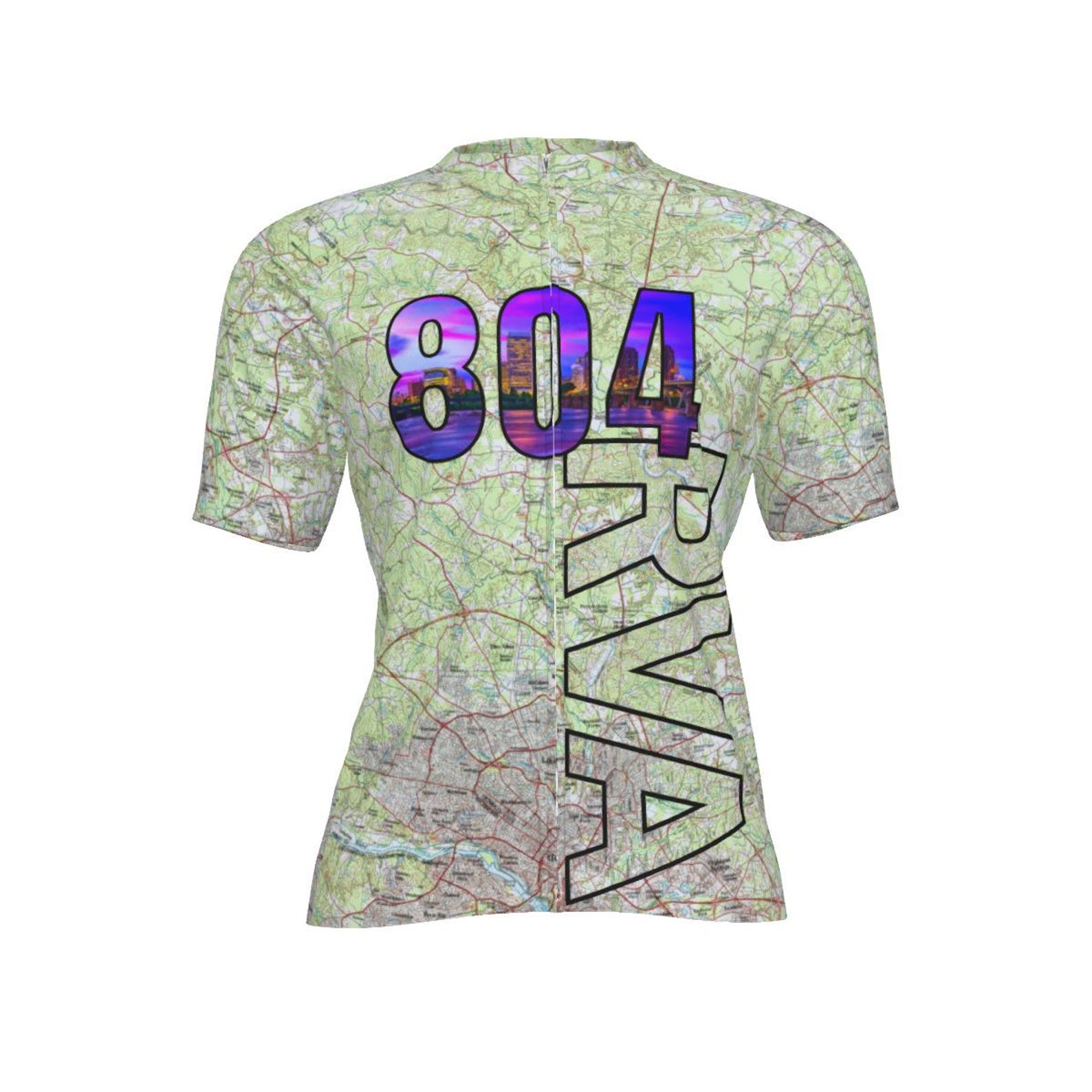 Ride804 Cycling Jersey: Topographic Map RVA Design S