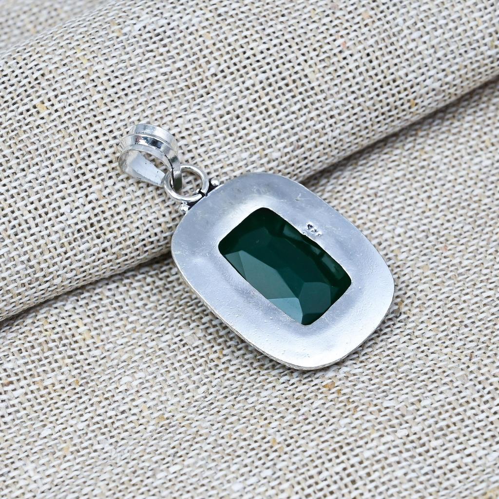 Green Onyx Gemstone 925 Sterling Silver Jewelry Handmade Pendant For Thanksgiving