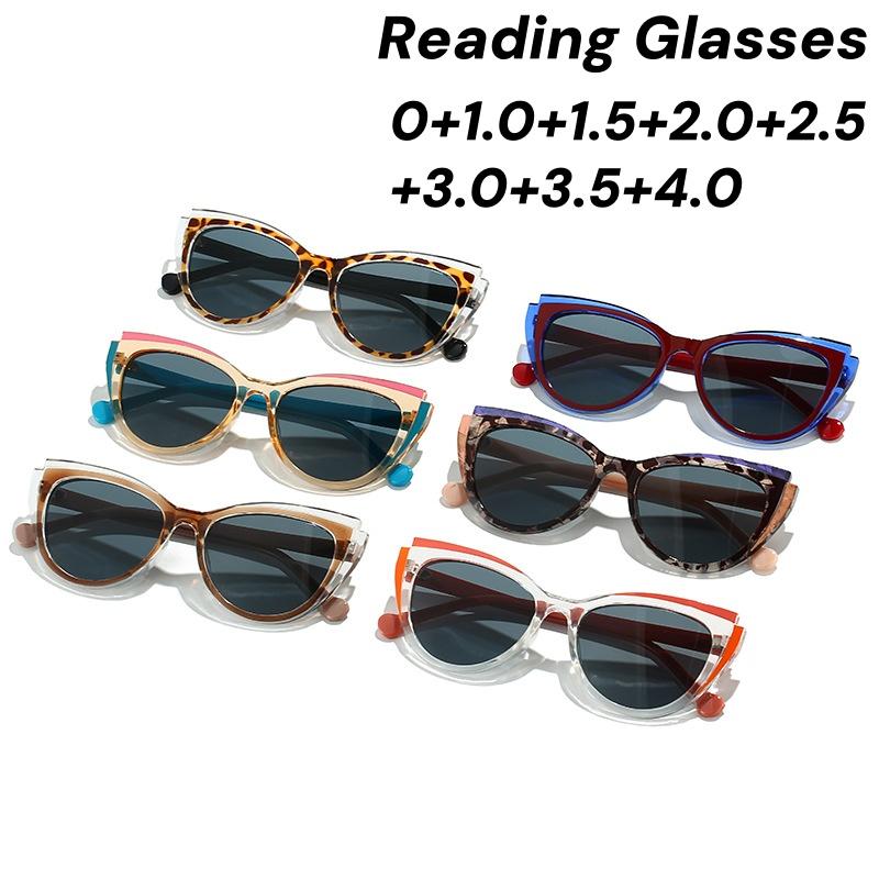 Women Fashionable Cat Eye Reading Glasses Men Anti Blue Light Eyeglasses Outdoor Sports UV400 Sunglasses with Diopter 0 To +4.0