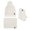 Hat, Scarf, Gloves Three-piece Set, Winter Velvet Outdoor Warm Hairball Knitted Hat Three-piece Set
