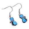Wish White Gold Rose Gold Blue and White Opal White Diamond Cat Bow Earrings Versatile Ear Hook