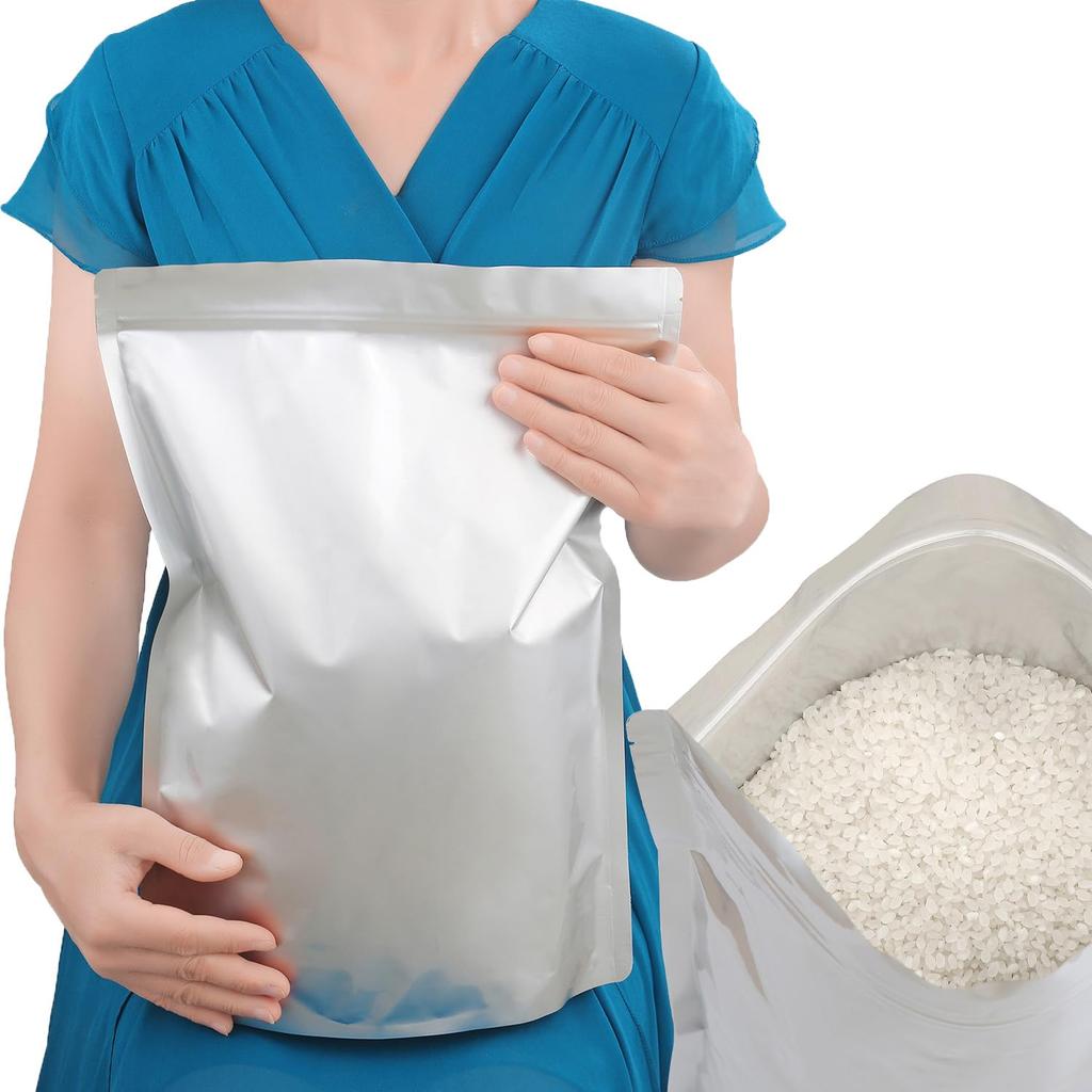 AVELIO Rice Bag 10kg Rice Storage Bag Refrigerator Storage Rice Storage Bag Storage Container Aluminum Bag with Zipper Extra Large Vacuum Zipper Bag