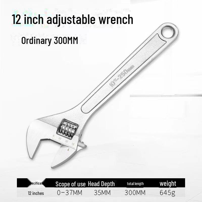 Adjustable Steel Wrench - Movable Jaw, Sizes: 6", 8", 12", 15", 18