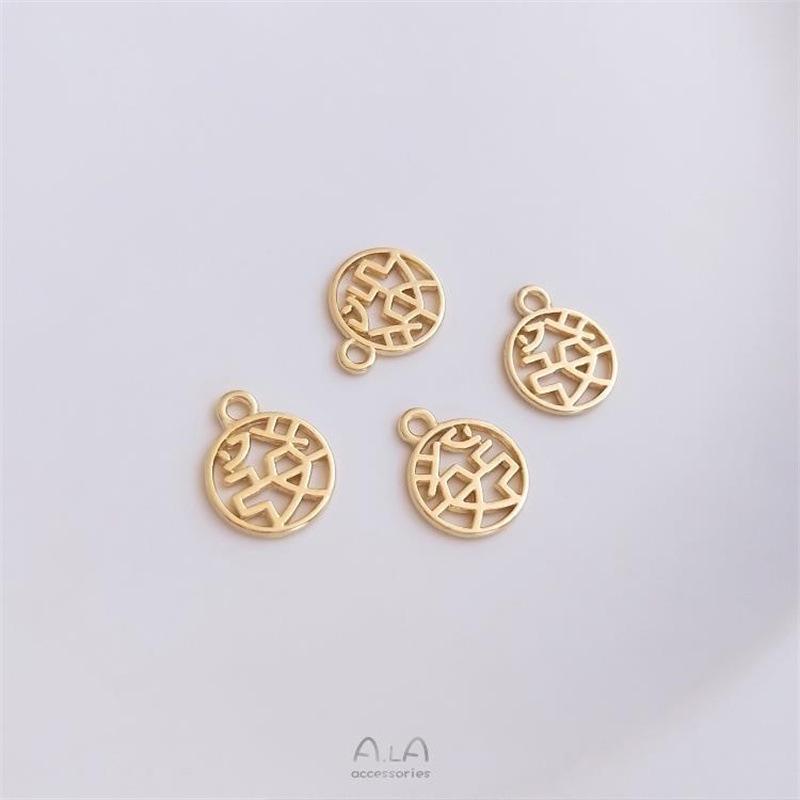 14K Gold Plated Ruyi Fu Character Pendant Bracelet - Auspicious Charm Jewelry