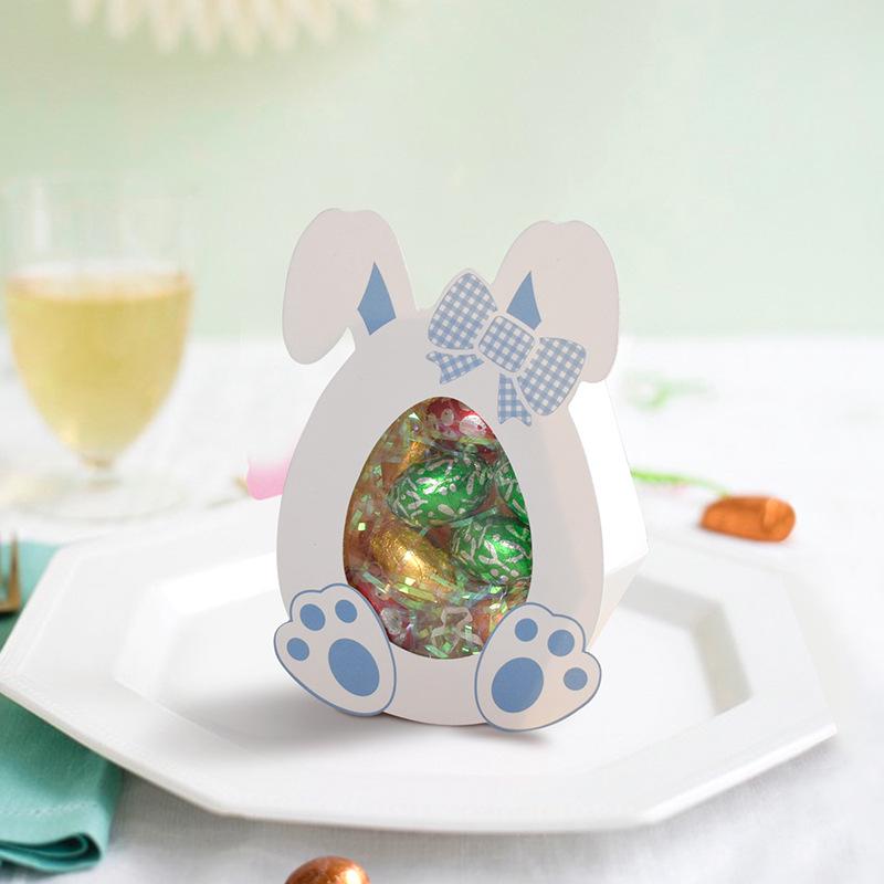Easter Rabbit Cartoon Candy Box - DIY Foldable Transparent Gift Boxes (10 pcs)