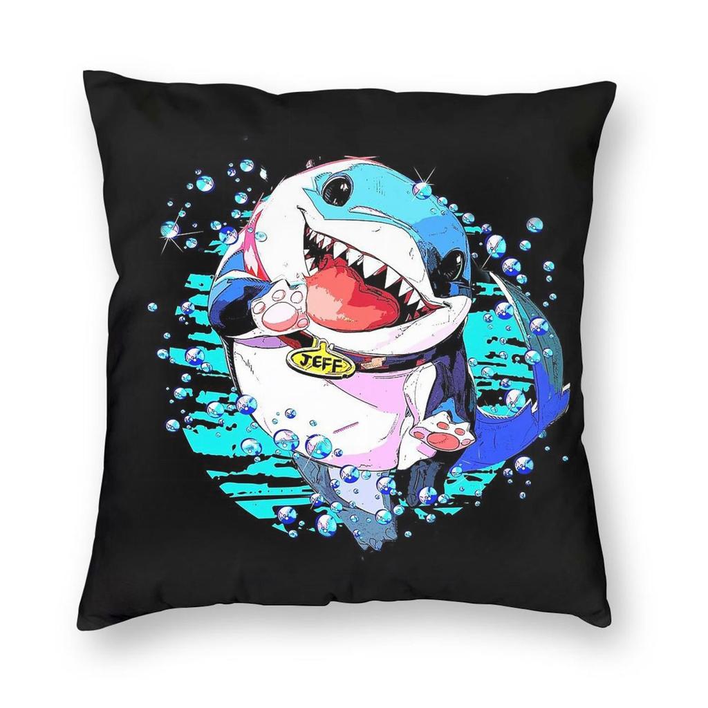 Jeff The Land Shark Square Pillowcase Polyester Linen Velvet Creative Zip Decor Throw Pillow Case Room Cushion Cover