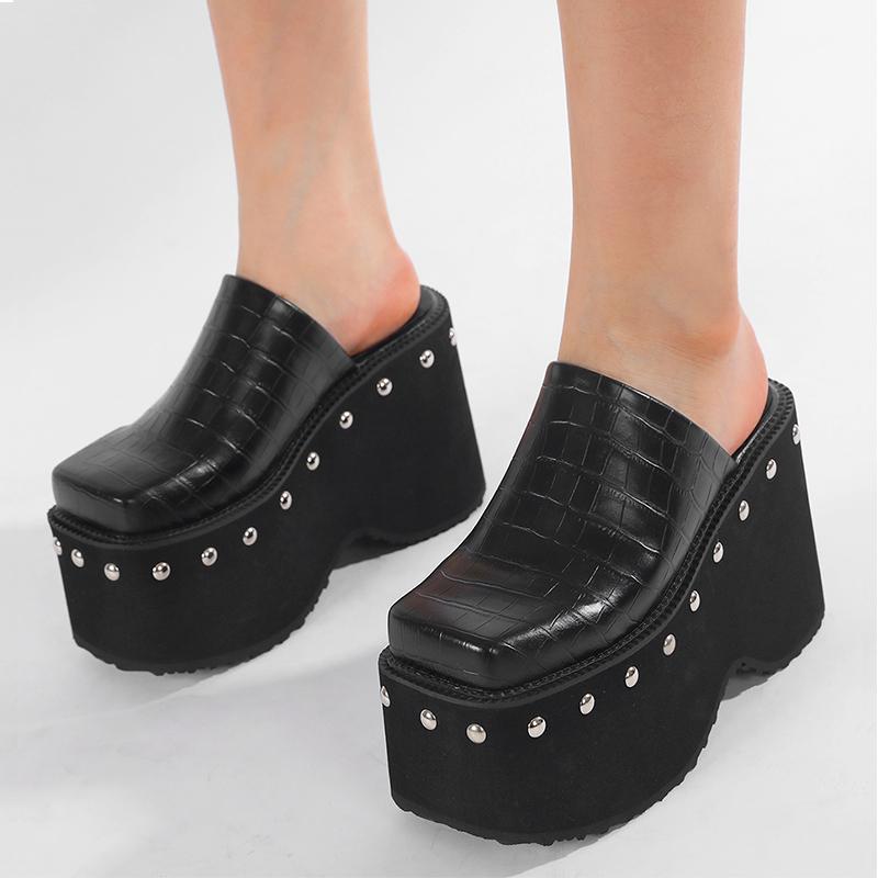 New Style Designer Women's Slippers for Large-sized Women Wear Slippers of Size 34-43 Summer 10cm Thick-bottomed Zapatos Mujer