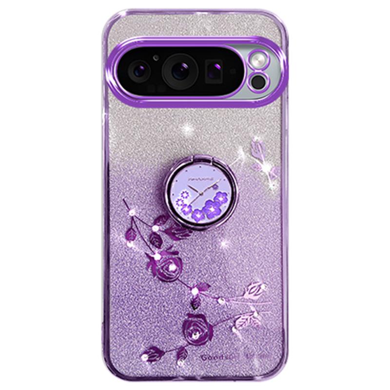KADEM For Google Pixel 9 Pro XL Cell Phone Case Ring Kickstand Glitter Shockproof TPU Cover