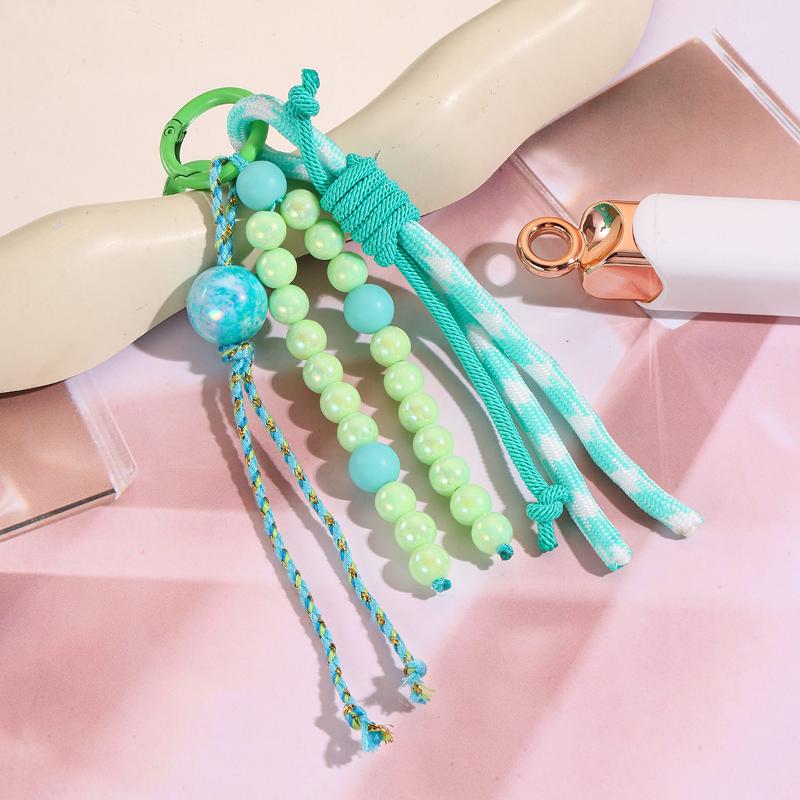Y2K Trendy Creative Beaded Keychain Personalized Versatile Keyring Phone Lanyard For Girls Bag Pendant Key Hanging Decoration