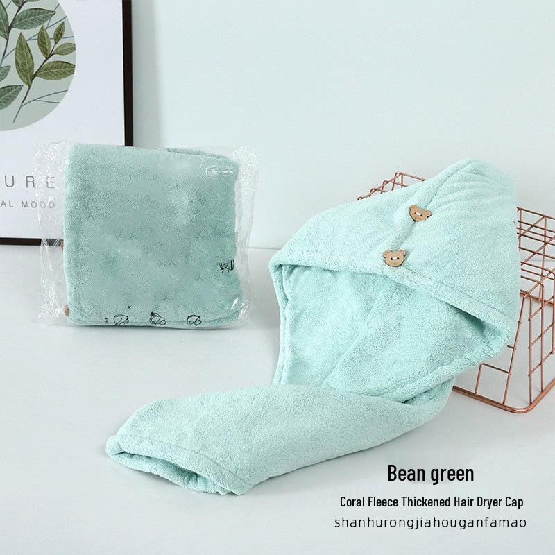 

Quick-Dry Double-Layer Coral Fleece Hair Wrap with Cute Embroidery Single Layer