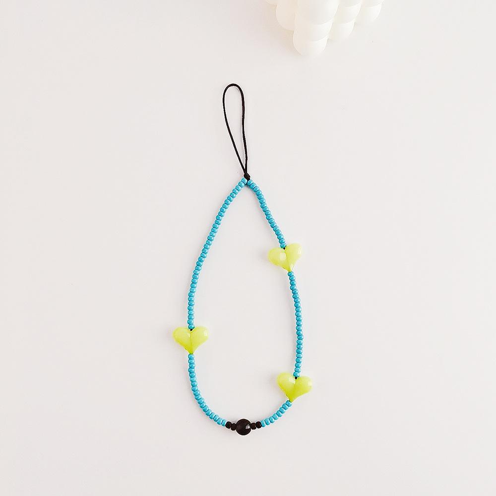 INS wind rice bead chain acrylic love anti-lost hand carry fashion chain short mobile phone chain