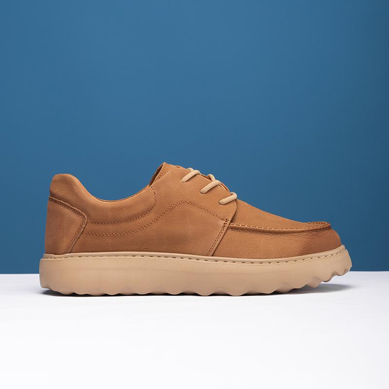 2025 direct supply men's shoes spring fashion new first-layer cowhide casual shoes trend versatile platform shoes