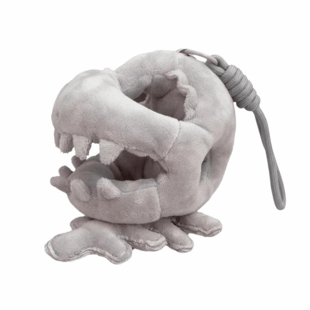 With Lanyard Dinosaur Skeleton Plush Pendant Grey / Pink Bone Design Quirky Bag Charm Safe Strap Soft Fabric Cotton Doll Clothes