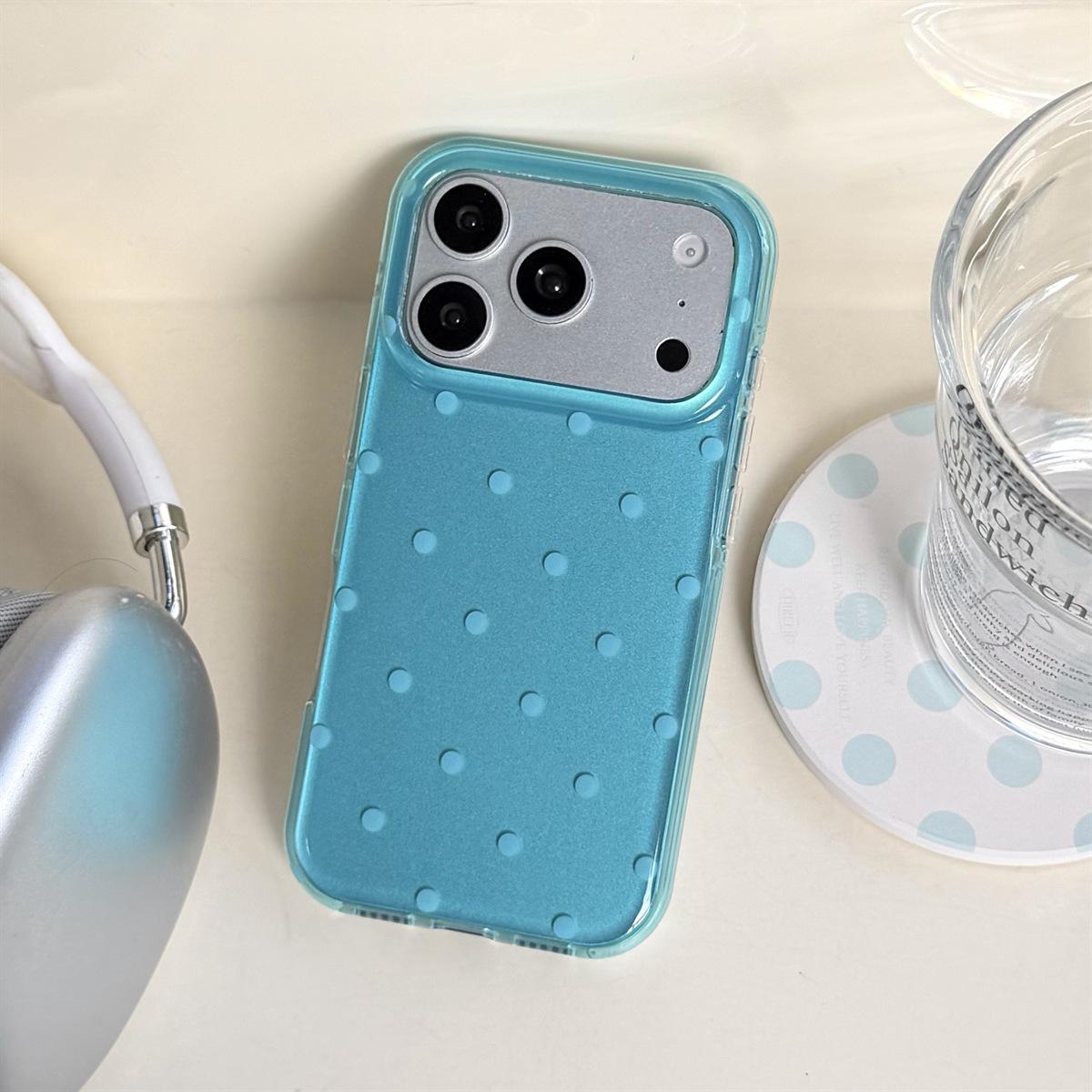 

Mint Green Polka Dot Round Edge Drop-Proof Full Coverage Case for iPhone 15 Pro Max iPhone 15