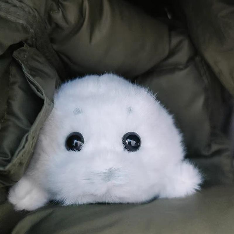1/2pc Soft Cute Seal Plush Toy Keychain White Seal Plushies Animal Pendant Stuffed Doll Keyring Car Key Accessories Car Ornament