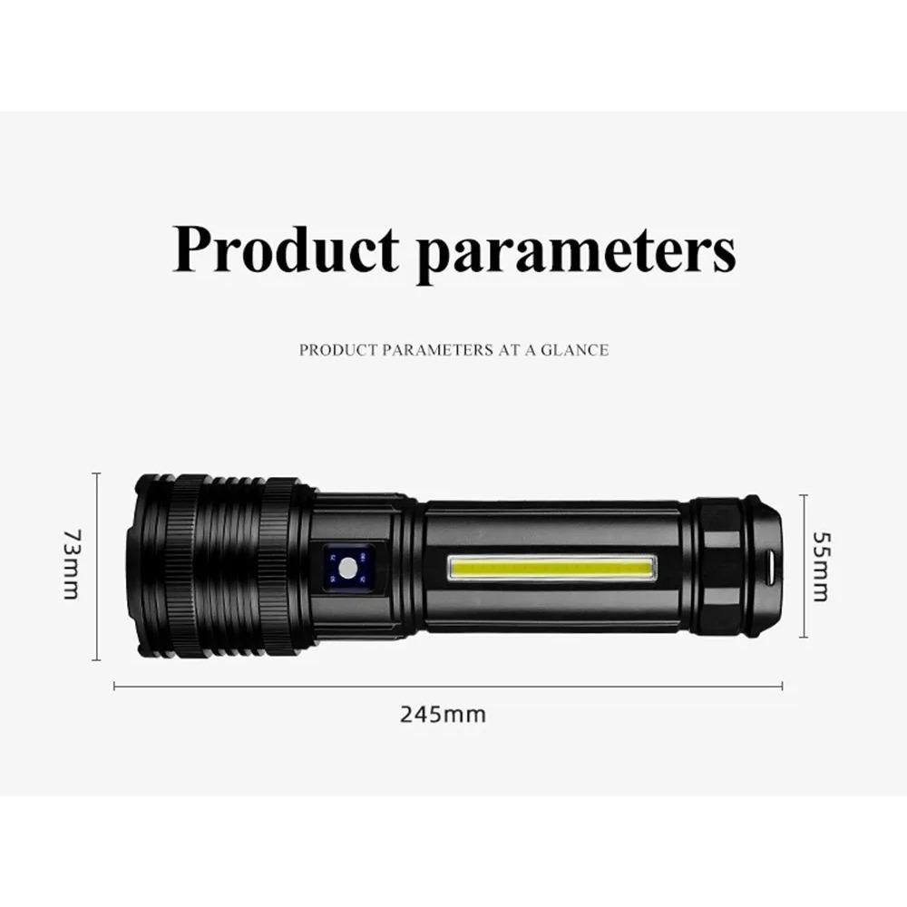 Torcia a LED ad alta potenza a lungo raggio super potente Torcia ultra potente Lampada potente Torcia ricaricabile Lanterna tattica Impermeabile