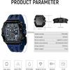 Tsar Bomba Men's Classic Tonneau Face Watch 50M Waterproof Sapphire Crystal Silicone Strap Blue 16.8mm Case Thickness