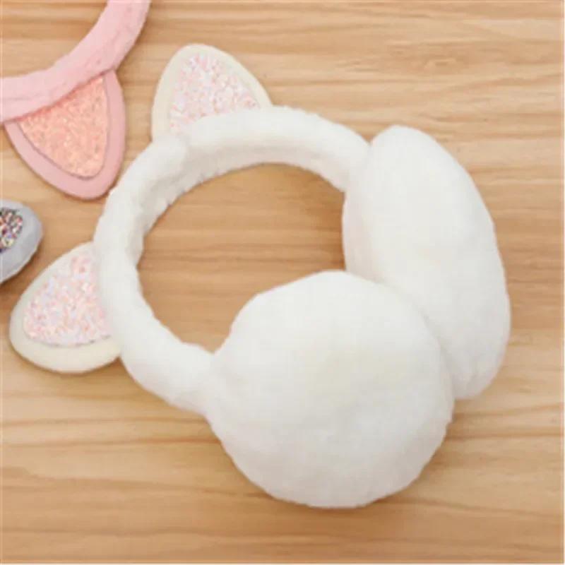 Bellissimi scalda orecchie invernali caldi per gatti, con orecchie glitterate, paraorecchie in peluche per donne, paraorecchie giocosi, protezione dal freddo, caldo e caldo