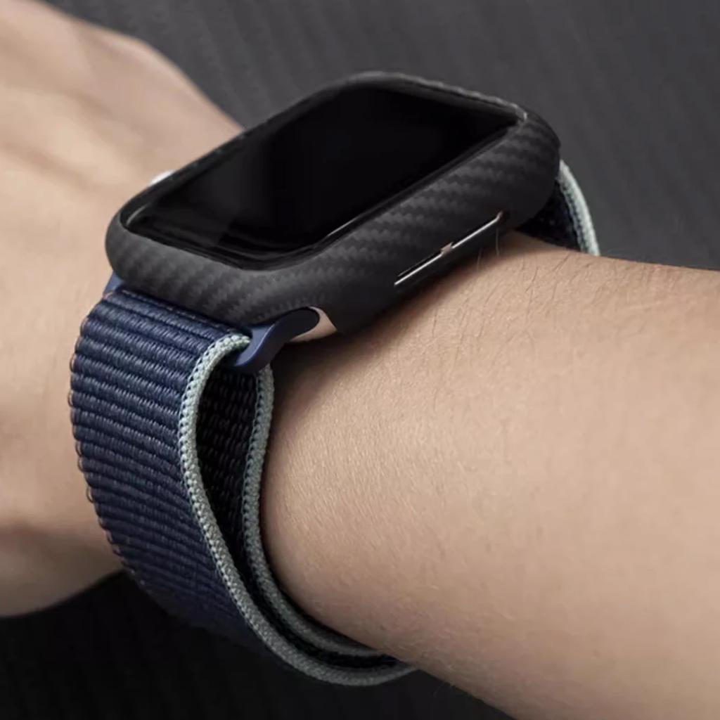 Protector de Fibra de Carbono Tapa Dura Para Accesorios de Carcasa de Apple Watch 44mm 45mm 41mm 40mm no es cristal iwatch Serie 9 8 7 6 5 4 3 SE