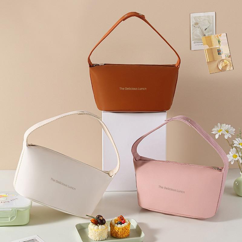 New PU Lunch Bag for Office Workers, Fashionable Single-Shoulder Insulated Lunch Bag, Outdoor Waterproof Picnic Bag