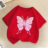 Beautiful Butterfly Print T Shirts For Girls Summer Children Casual Cute Colorful Tops Kids Comfortable Oneck Short Sleeve Tees
