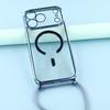 For iPhone 17 Pro Max Magnetic Case Electroplating Edge TPU Phone Cover with Shoulder Strap