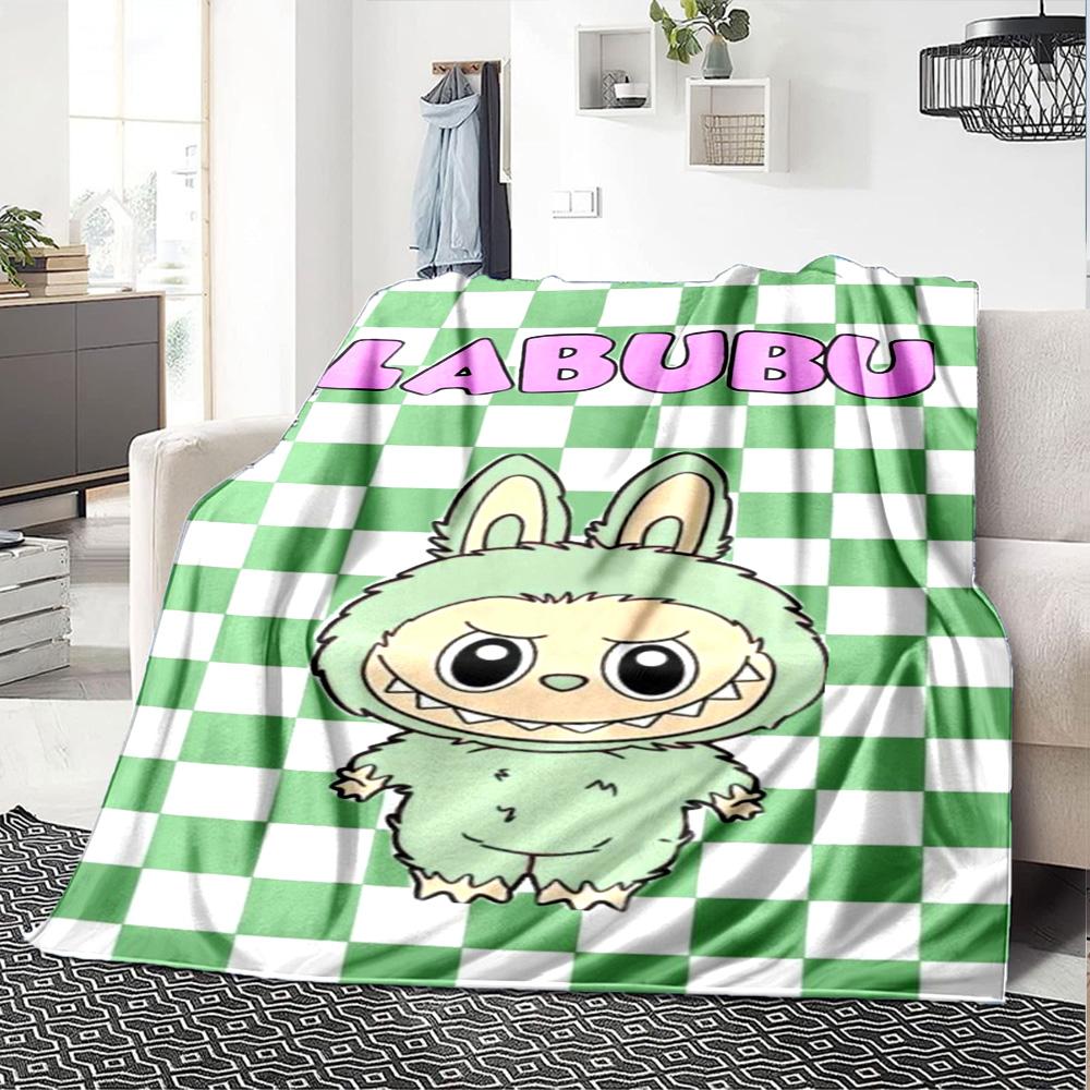 Labubu Blanket Comfortable Suitable for Seaside Couch Bedding for All Seasons Playful Design Unique Gift for Family and Friends Camping