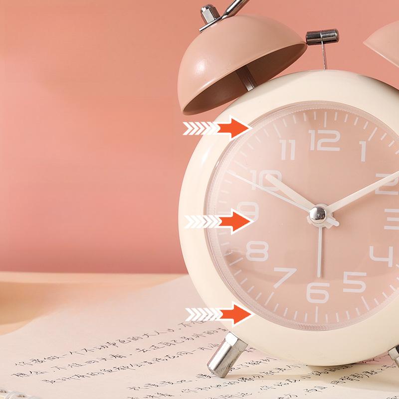 

Новый простой кварцевый будильник с колокольчиком для студентов и учащихся, бесшумный артефакт для пробуждения для девочек, пластиковый мультяшный 4 inch