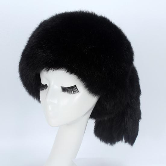 Winter Hat Ethnic Style Design Ear Protection Thickened Lining Faux Fur Ball Women Hat
