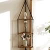 3-tier Triangle Wooden Wall Hanging Floating Wall Shelf Corner Storage Rack Home Decorations Plant Flower Pot Tray Display Stand