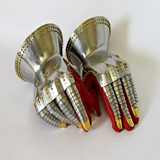 Réplica de guantelete/guantes de armadura medieval de tamaño completo de calibre 18